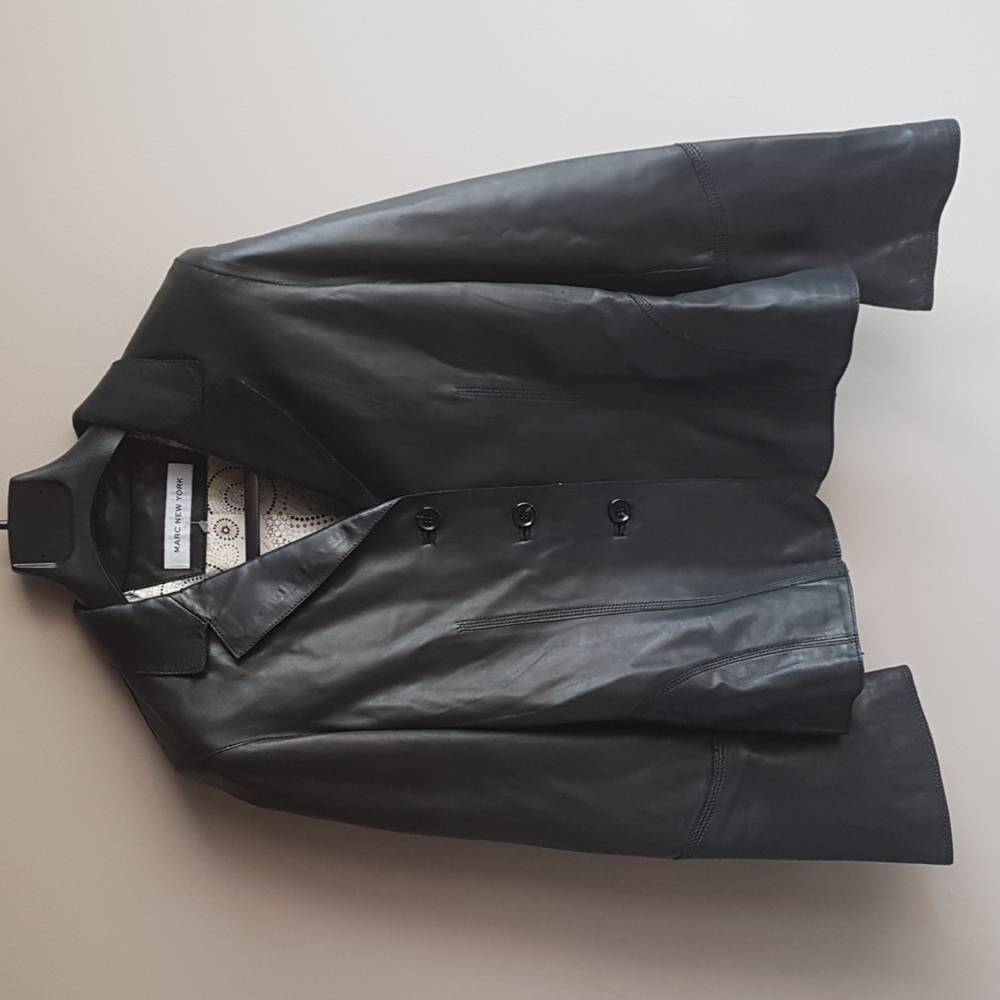 MARC NEW YORK Black Leather Jacket Size S